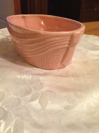 Vintage Brush McCoy USA Pottery Pink Oval Planter 3