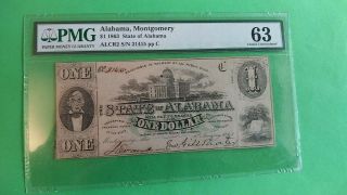 1963 State Of Alabama One Dollar Note Choice Bu