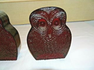 1960s Blenko Art Glass Owl Book Ends Glass Bookends 7 