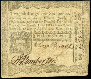 Hgr Saturday 1772 2 Shillings Colonial (pre Revolutionary War) Very