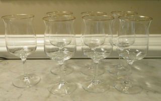 Lenox Intrigue Gold Trim Crystal Water Wine Goblet (s) Glasses 7 1/8 " Set Of 7