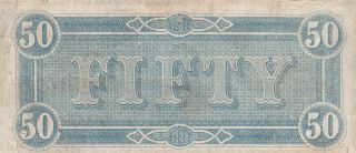 50 DOLLARS VERY FINE BANKNOTE FROM CONFEDERATE STATES/RICHMOND 1864 2