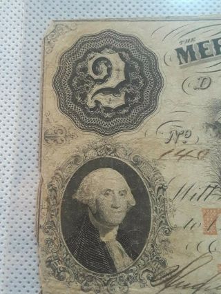 $2 1857 Savannah Georgia GA Obsolete Currency Bank Note Bill Merchants Planters 2