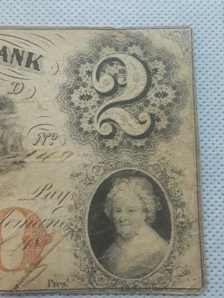 $2 1857 Savannah Georgia GA Obsolete Currency Bank Note Bill Merchants Planters 3