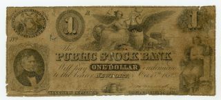 1852 $1 The Public Stock Bank - Newport,  Indiana Note
