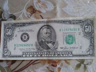 Federal Reserve Note 1985 Fifty Dollar Bill Old Currency.  Bank Of York (b).