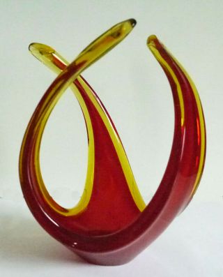 Vintage Murano Sommerso Ruby Red & Gold Art Glass Bowl/vase,  60s