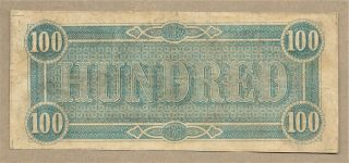 1864 CONFEDERATE STATES $100 NOTE XF 2