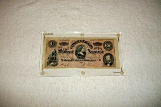 1864 Feb 17th $100 Dollar Bill Confederate States Currency Civil War Note