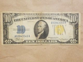 1934 A North Africa $10 Silver Certificate Wwii War Relic Fr 2309 Very Fine Vf