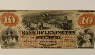 1861 $10 Bank Of Lexington North Carolina