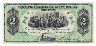 1873 South Carolina Rail Road Company,  Charleston - $2 Note No.  18427 - (05900)
