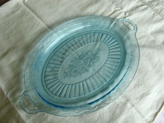 Vintage Mayfair Open Rose Blue Depression Glass 13 3/4 " Platter