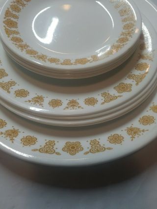Vtg Set Of 4 Corelle Butterfly Gold Dinner & Lunch Plates & Platter