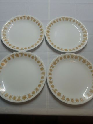 Vtg Set Of 4 Corelle BUTTERFLY GOLD Dinner & Lunch Plates & Platter 3
