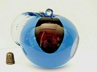 Large Alfredo Barbini Murano /venetian Sommerso Glass Apple Paperweight /bookend