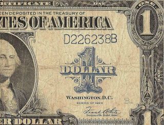 Large 1923 $1 Dollar Bill 6 Digit Silver Certificate Note Old Paper Money