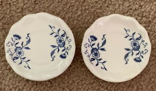 2 Vintage Blue Onion Ceramic Porcelain Butter Pats Japan