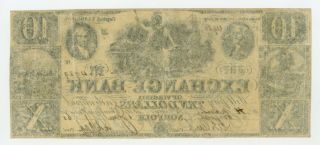 1861 $10 The Exchange Bank - Norfolk,  VIRGINIA Note (Norfolk Branch) 2