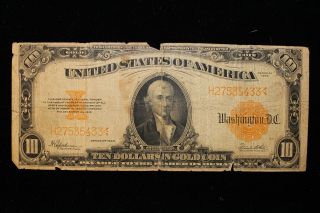 1922 United States.  ($10) Ten Dollars.  Large Gold Certificate.