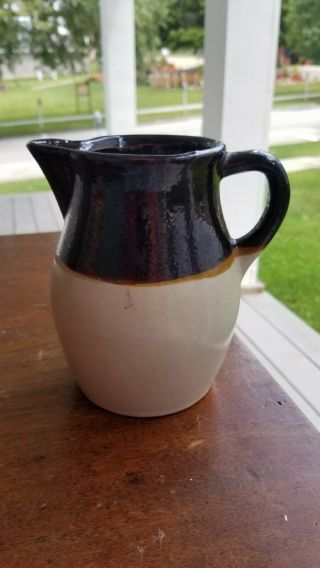Brown Stoneware Pitcher Creamet Rrp Co Robinson Ransbottom Pottery Roseville