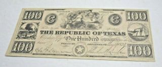 The Republic Of Texas 1839 One Hundred Dollar Bank Note