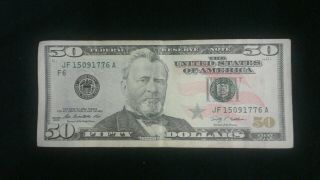 2009 $50 FRN Fancy Serial Number Significant Date In History Landing At Kips Bay 2