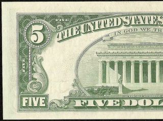 UNC 1963 A $5 DOLLAR BILL GUTTER FOLD PRINTING ERROR NOTE CURRENCY PAPER MONEY 3