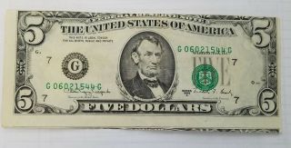 1988 A $5 Error Misaligned Printing Dramatic Federal Reserve Note Vf