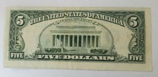 1988 A $5 ERROR Misaligned Printing Dramatic Federal Reserve Note VF 3