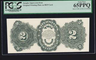 Bep Intaglio 1891 $2 Silver Cert Reverse Pcgs 65 Ppq Gem Cu
