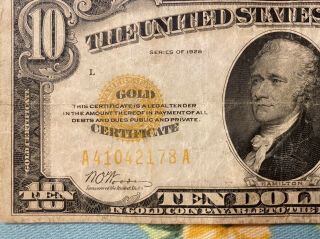 1928 $10 Gold Certificate 3