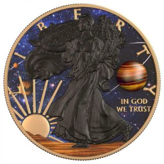 USA 2018 1$ Silver Eagle Astronomy - Jupiter 1 Oz Silver Gilded Coin 500pcs only 2