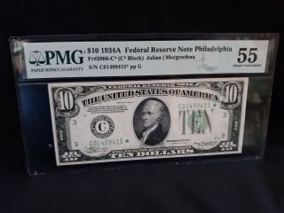 - Fr 2006 - C - 1934 - A $10 Frn Star Note Philadelphia - Pmg 55 6