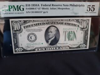 - FR 2006 - C - 1934 - A $10 FRN Star Note PHILADELPHIA - PMG 55 6 2