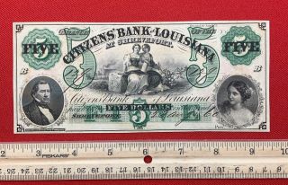 1860 Pre - Civil War Citizen ' s Bank of Louisiana $5 Obsolete Note 2
