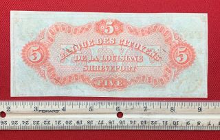 1860 Pre - Civil War Citizen ' s Bank of Louisiana $5 Obsolete Note 3