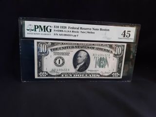 1928 - Fr 2000 - A - $10 Frn Boston - Redeemable In Gold On Demand Pmg 45 5