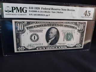 1928 - FR 2000 - A - $10 FRN BOSTON - REDEEMABLE IN GOLD ON DEMAND PMG 45 5 2