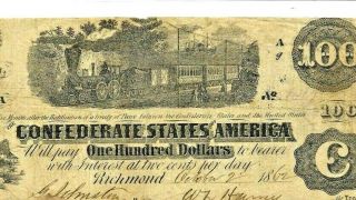 $100 " Confederate Note " (black Train) $100 " Confederate " (black Train)