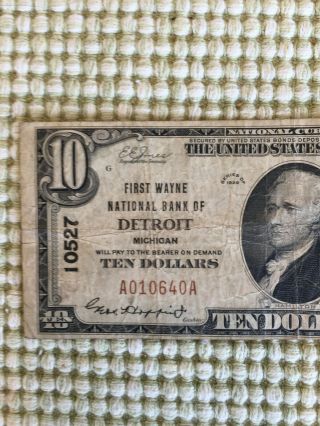 Series 1929 US $10 Brown Seal Ten Dollar National Currency Note - Detroit 2