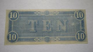 $10 1864 Richmond Virginia VA Confederate Currency Bank Note Bill T68 RARE 2