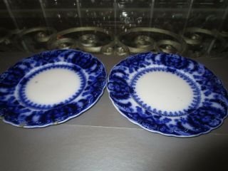Antique 2 Flow Blue 10 " Dinner Plates,  Both Same Crafts,  Mosaics