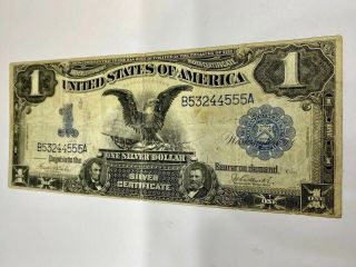 Circulated Large 1899 One Dollar $1 Black Eagle Silver Certificate 3