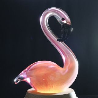 Crystal Flamingo Figurine Animal Sculpture Handmade Glass Blown Ornament Gift