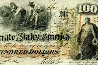 Hgr Saturday 1862 $100 Confederate ( (slaves/cotton))  Did Nohigh Grade