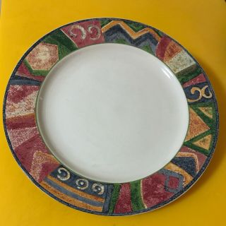 Furio Mesa Dinner Plates Multi Color Geometric Pattern 10 7/8 " Sakura Malaga