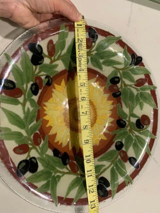 Peggy Karr Fused Art Glass Bowl Tuscan Sunflower and Olives 2