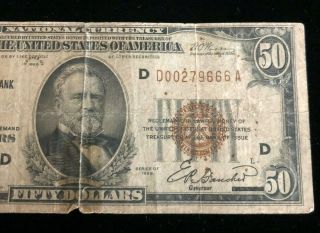 1929 Cleveland Ohio $50 Federal Reserve Bank Note D00279666A 3