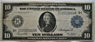 1914 Series $10 Ten Dollar Federal Reserve Large Size Note Blue Seal